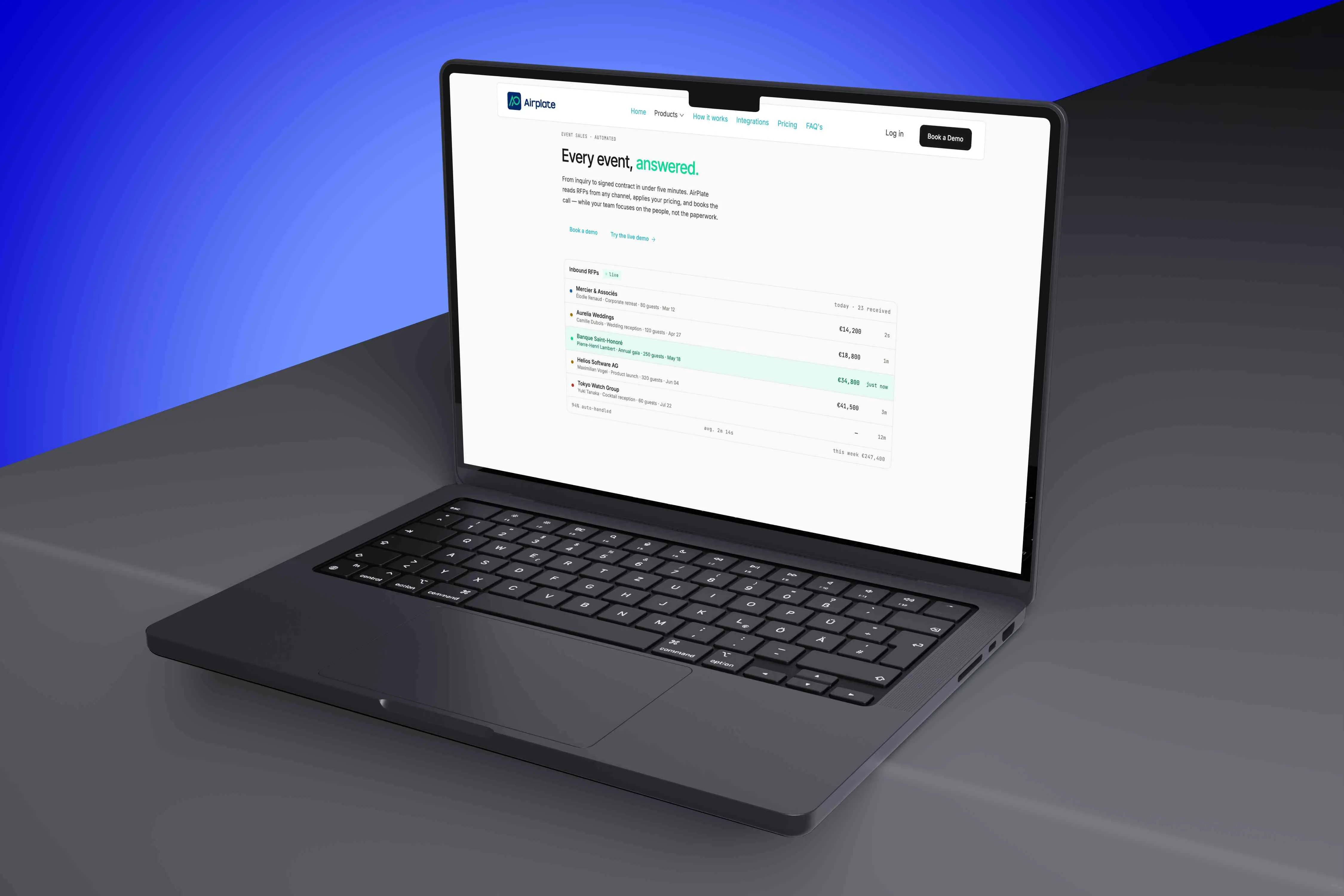 AirPlate event sales automation platform interface